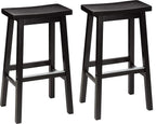 Amazon Basics Solid Wood Saddle-Seat Counter Height Bar Stools by AmazonBasics