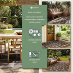 Lahome Tan Outdoor Rug 5x7, Semi Circle Easy Jute Indoor Outdoor Patio Rug | ug - Image 2