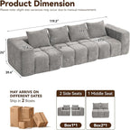 119" Oversized 3 Seater Boneless Couch, Comfy Cloud Modular Sectional Sofa - Image 2