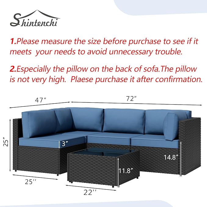 5 Piece Outdoor Patio Furniture Set, All Weather Conversation Set - Image 5
