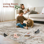 DMOYEST 5x7 Washable Area Rug: Abstract Modern Non-Slip Carpet, Soft Low Pile - Image 7