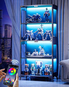 Glass Display Cabinet with Doors, 4-Tier Display Case with Adjustable Shelves by Unknown