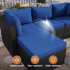 Aoxun Outdoor Patio Furniture Set, 5-Pieces All-Weather Rattan Sectional Sofa - Image 7