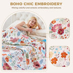 LUTBM Boho Throw Blanket for Bed Cotton Summer Blankets Twin Size for Bedroom - Image 3