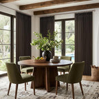 90 Inch Dark Chocolate Linen Pinch Pleat Memory Shaped Semi Sheer Curtains | - Image 9