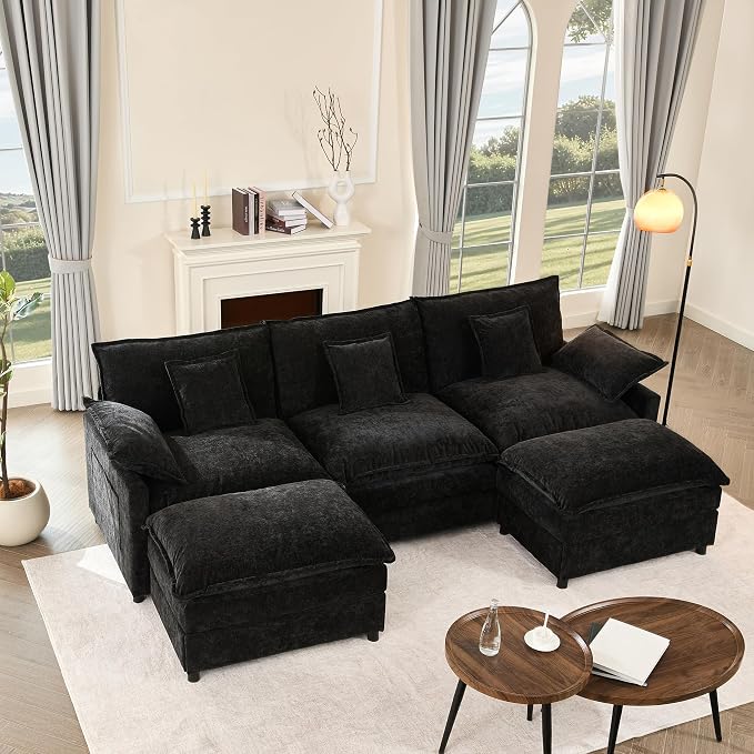 GOSUHI 108" U Shaped Couch, Modular Sectional Sofa, 3-Seater Comfy Cloud Couch by GOSUHI