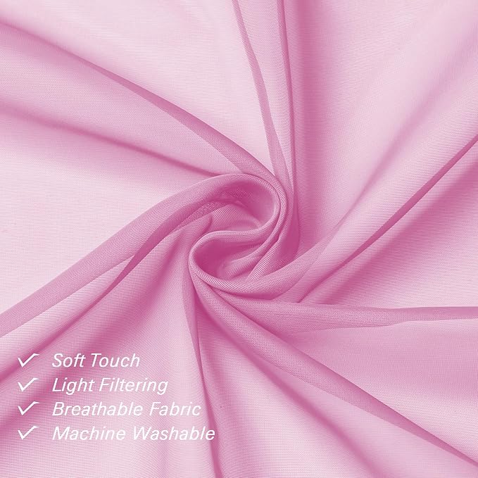 Light Pink Sheer Curtains 78 Inches Long 2 Panels Set, Soft Voile Light - Image 7