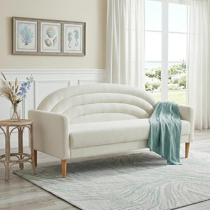63" Small Loveseat Sofa for Small Spaces, Mid Century Modern Sofa, Linen by QNZK