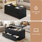 Coffee Table Lift Top with 2 Drawers, 40 Inch Multi-Function Coffee Table with - Image 3