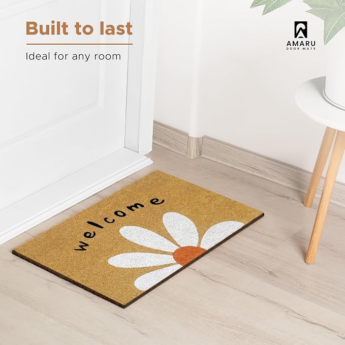 Coir Welcome Mat, Welcome Daisy, 24 x 36 in | 100% Natural Coir, Anti-Shedding - Image 7