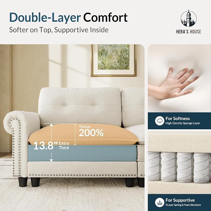 HERA'S HOUSE 3 Pieces Modular Sectional Sofa Sets, Oversized Couch Set - Image 5