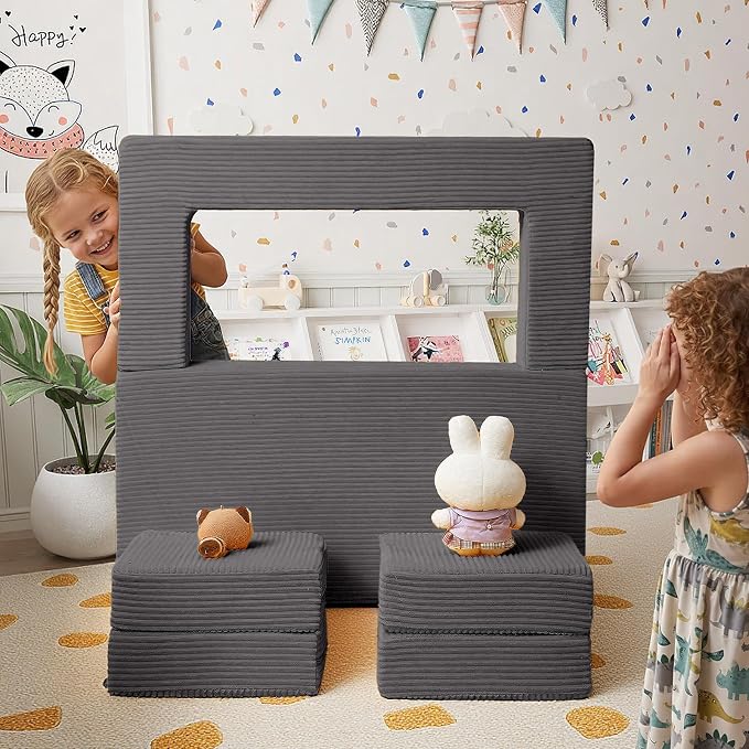 MeMoreCool Modular Kids Couch, Corduroy Play Toddler Couch - Image 2