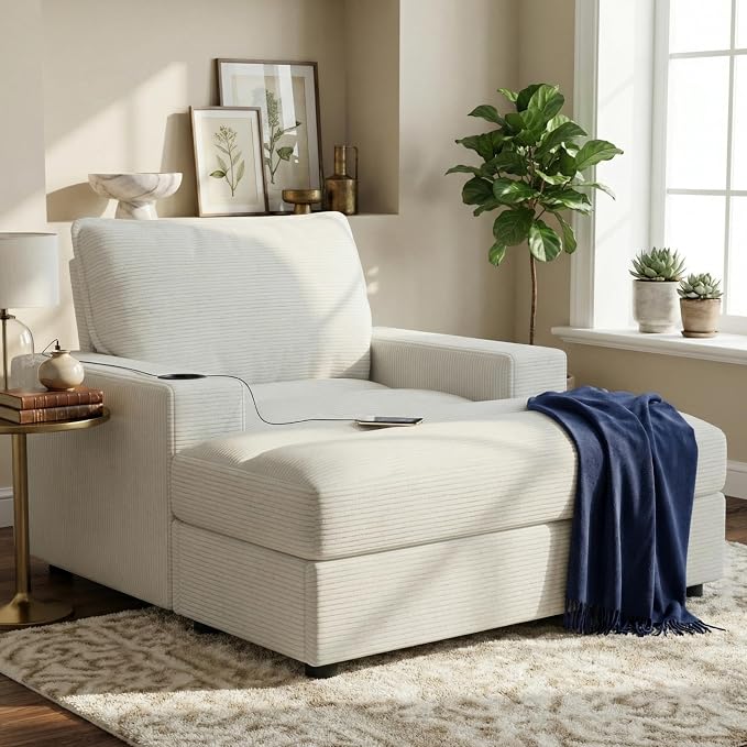 Merax 42.8" Oversized Chaise Lounge Chair - Image 3
