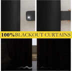NICETOWN Black Truly Blackout Linen Blend Flax Drapes - Image 3