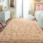 Pionblank Fluffy Area Rug for Bedroom 4x6, Indoor Plush Carpet, Camel | Shag - Image 2