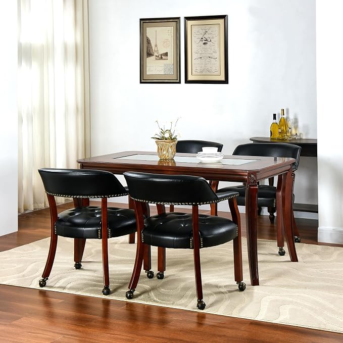 59” Dining Table with 8mm Tempered Glass Top, Farmhouse Kitchen Dinner Table - Image 8