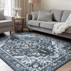 Rugflix 4x6 Area Rugs for Living Room, Washable Dark Navy Blue Rug | Machine by RugflixAreaRugs
