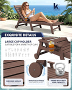 KINGYES HDPE Lounge Chair Outdoor, Patio Chaise Lounge Recliner - Image 4