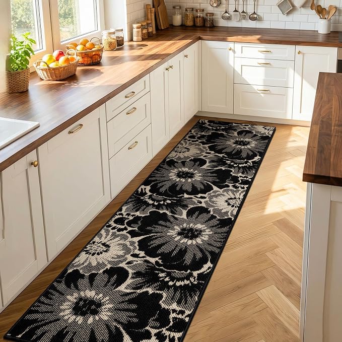 Findosom Hallway Runner Rug 2x10, Non Slip High-Low Textured Floral Washable - Image 9