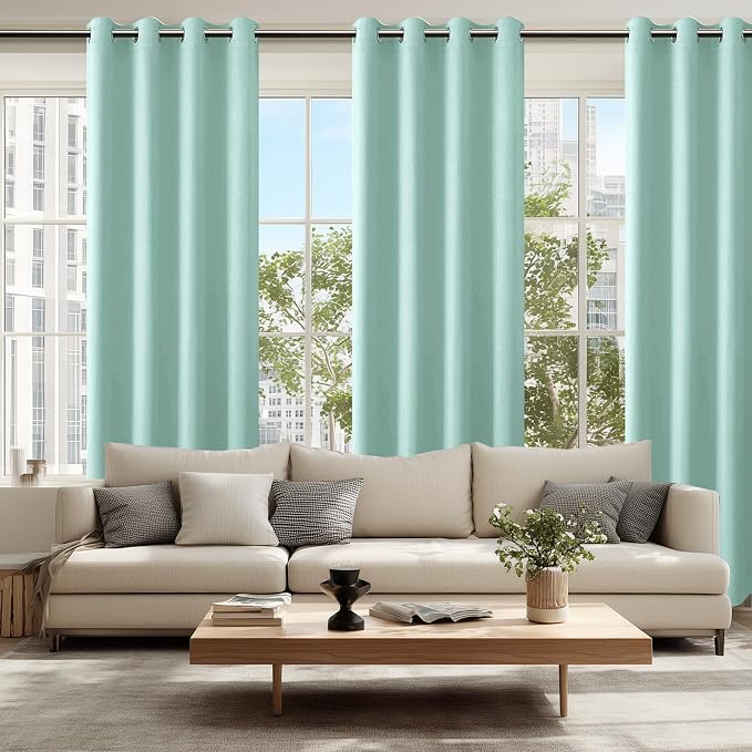 Blackout Curtains for Bedroom, 52 x 96 Inches Long, 2 Panels, Aqua | Thermal - Image 2