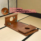 Foldable Japanese Coffee Table，Folding Japanese Floor Table，Natural Brown - Image 3
