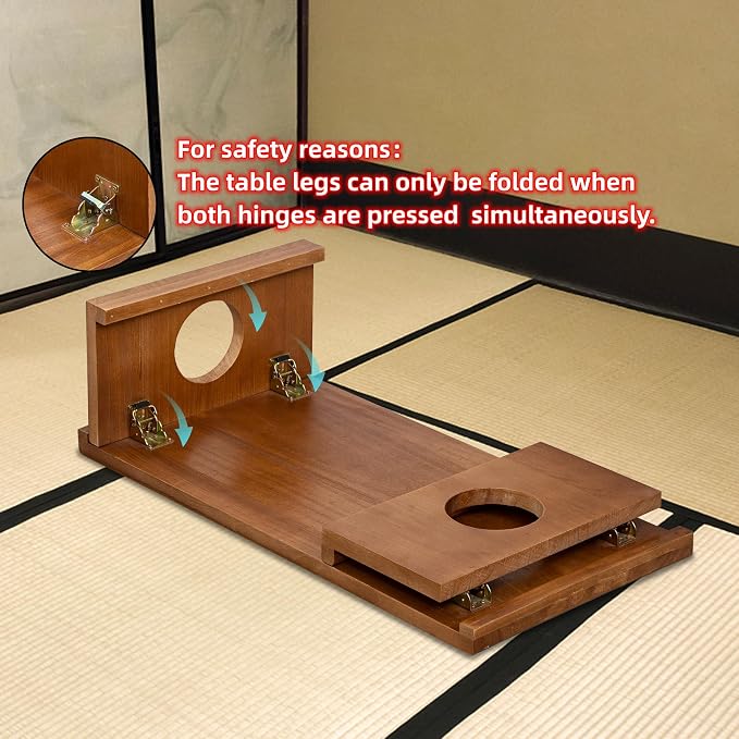 Foldable Japanese Coffee Table，Folding Japanese Floor Table，Natural Brown - Image 3