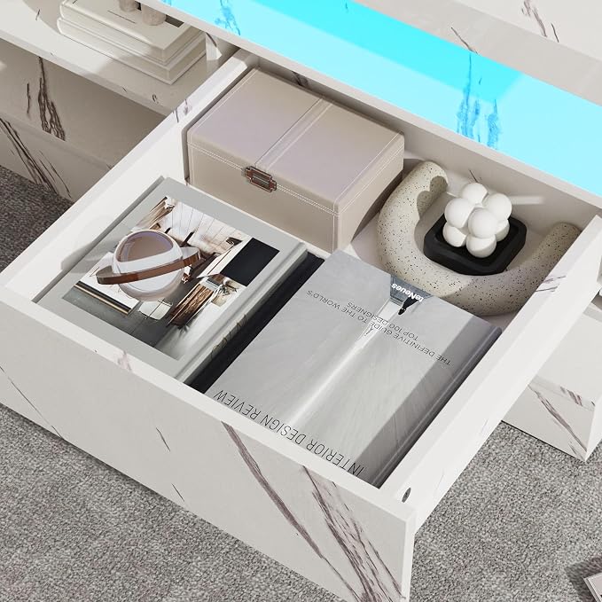 47.2 inch Modern High Glossy LED Coffee Table - Image 8