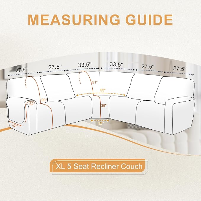 HDCAXKJ 100% Waterproof Reclining Sectional Couch Covers L Shape Recliner Sofa - Image 2