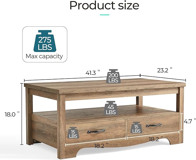 LINSY HOME Farmhouse Coffee Table - Image 3