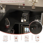 L-Shaped Home Bar Unit with Power Outlet, 4-Tier Corner Liquor Bar Cabinet with - Image 5