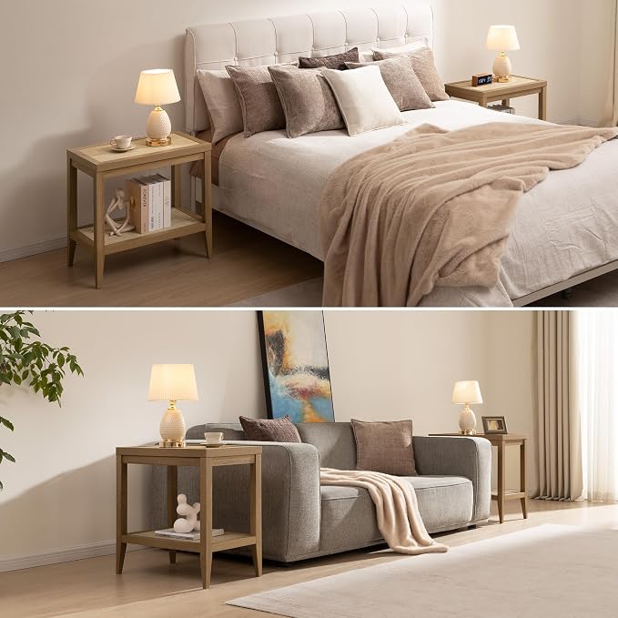 SICOTAS Rattan Night Stand Bedside Table - Image 8
