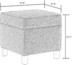 Adeco 17 Inch Square Linen Storage Ottoman - Image 3