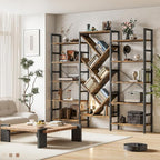 INNOD 70x70 Triple 5 Tier Book Shelf, Large Wooden Bookcase - Image 3
