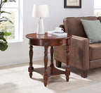 Solid Wood Oval End Table with Drawer and Storage Shelf, Traditional Vintage - Image 7