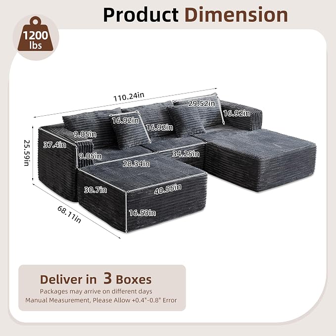 110" Modular Sectional Couch - Image 2