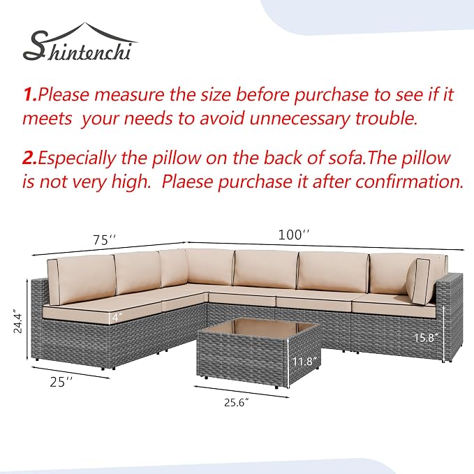 7 Piece Outdoor Patio Furniture Set, All Weather Conversation Set - Image 3