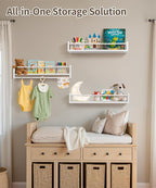 Maxpeuvon 23 Inch Kids Bookshelves Set of 3, Natural Wooden Floating Shelves - Image 4