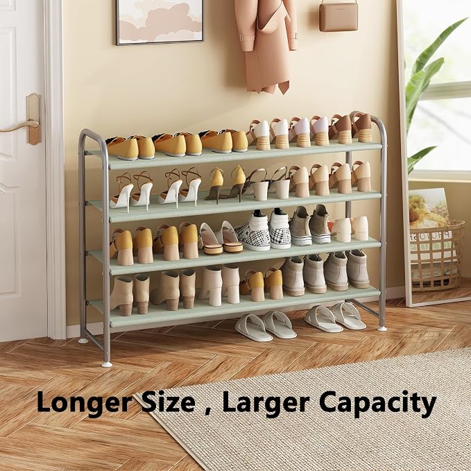 INGIORDAR Shoe Rack 4 Tier Long Storage Organizer Wide Metal Shoe Shelf - Image 4