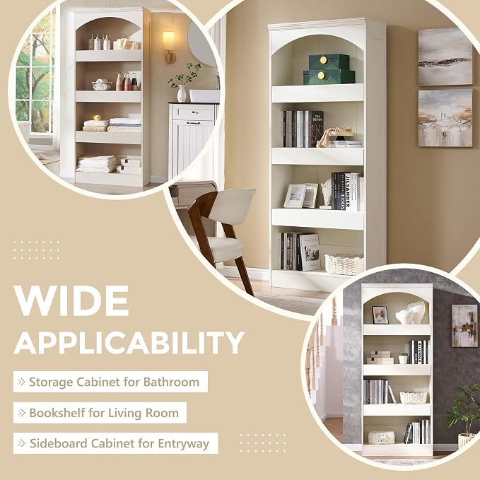 IFGET 76" Tall Arched Bookcase - Image 5