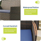 4-Piece Outdoor Furniture Set, PE Rattan Wicker Chairs - Image 3