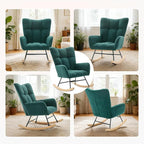 DUMOS Nursery Rocking Chair Teddy Upholstered, Comfy Glider Rocker - Image 7