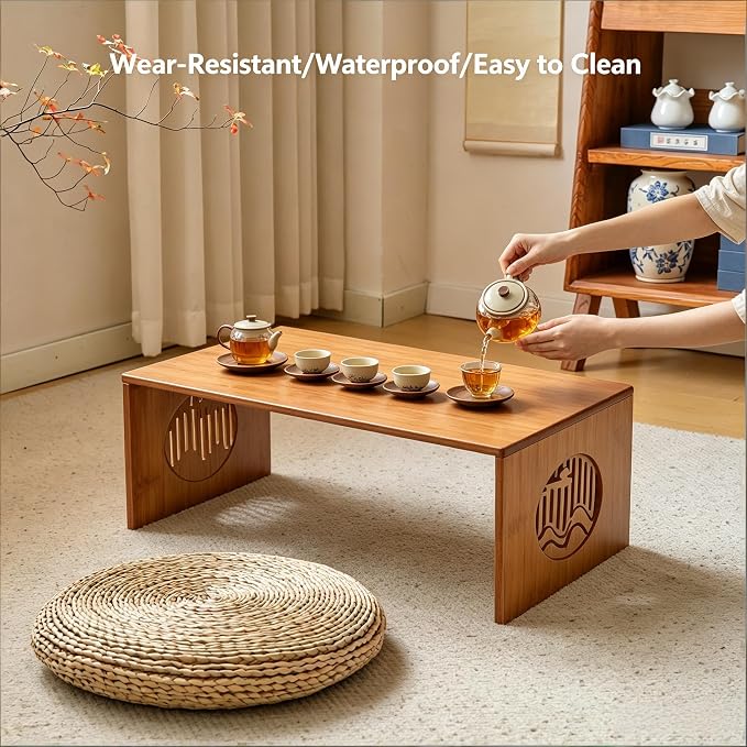 Folding Coffee Table, Foldable Japanese Floor Table No Assembly, Low Coffee - Image 4