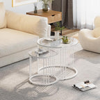 Garden 4 you Nesting Coffee Table, 23.6" Round Coffee Table Set of 2, Glass - Image 3