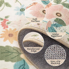 Floral Washable 2x8 Area Rugs Runner Entryway Hallway Beige/White/Orange | - Image 3