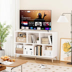 7-Cube Storage Organizer with Natural Wood Legs, Mid-Century Modern Bookcase - Image 2