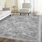 Latepis 12x12 Carpet Grey Faux Fur Rug - Image 2