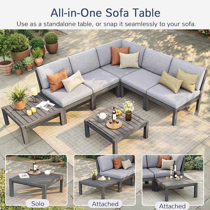 Stoog 6-Piece Modular Outdoor Sectional Sofa Set, All-Weather Patio Furniture - Image 6