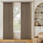 Latte Pinch Pleated 100% Blackout Linen Bedroom Curtains 86 Inch Length | by Twodrapes