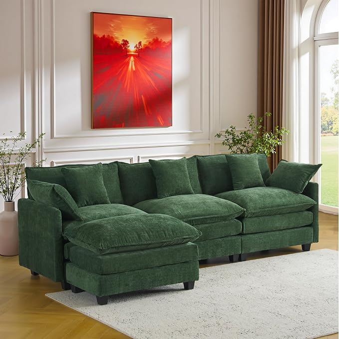 111.4" L-Shaped Cloud Chenille Sofa Sectional Couch by MUDANT