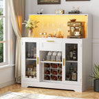 Unikito Wine Bar Cabinet with LED Light, Liquor Cabinet with Wine Rack and - Image 4